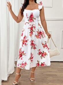 SHEIN Clasi Plus Size Women Elegant Classic Belted Dress, Suitable For Spring And Summer Outings - Multicolor - View 6