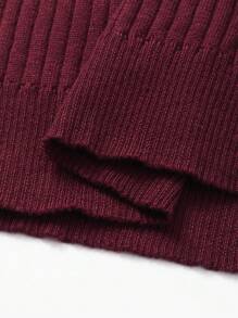 Manfinity Homme Camiseta de punto de manga corta casual para hombres con cordones y estampado de letras - Burdeos - Ver 6