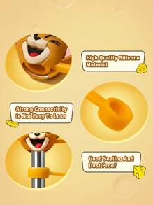 TOM & JERRY X SHEIN 2个可爱卡通吸管盖，适用于8-10毫米吸管，防尘可重复使用吸管盖