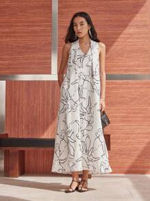 Dazy-Less Rochie elegantă și lejeră pentru femei, fără mâneci, cu imprimeu floral, potrivită pentru vacanță, naveta sau afaceri casual în timpul verii