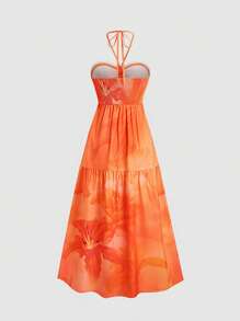 Sweetra 波西米亚风格沙滩裙，细肩带高端长款太阳裙，适合夏季度假长款女装 - 彩色 - 查看 2