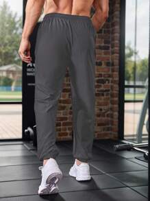 Gym Rark Men's Contrast Color Casual Letter Graphic Drawstring Waist Sports Pants Workout Clothes Running Pants Sweat Pants - Multicolor - View 2