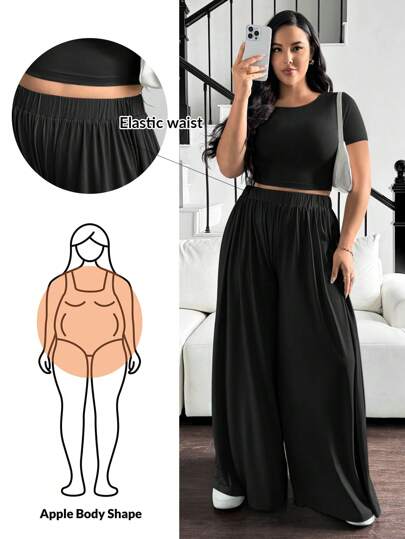 SHEIN Essnce Traje negro de mujer talla grande, traje casual de pantalones, conjunto de dos piezas, traje de dos piezas para otoño, ropa negra de otoño conjunto de 2 piezas, ropa para niña preadolescente, conjunto informal ajustado de camisa y outfit para conciertos, conjunto de dos piezas talla grande