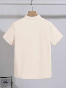 SHEIN Tween Boys Casual Loose Comfort Contrast Color Button-Up Short Sleeve Shirt