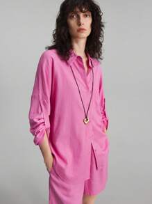 Ontre 2025 Summer Women Solid Color Lapel Flutter Short Sleeve Ruched Casual Blouse, Suitable For Graduation, Party, Elegant, Beach, Teacher Outfit