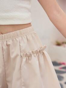 1 Stück Mädchen Loose Lässig Plissee Cargo Shorts, geeignet für Ausgänge, Spiel und täglichen Gebrauch, Sommer