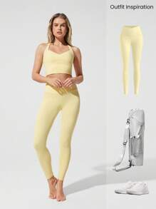 GLOWMODE FeatherFit™ See You Around Halter Backless Sports Bra Light Support Low Impact Yoga