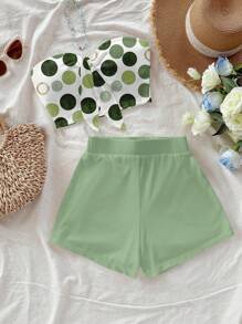 Soleia Vintage Style Green Retro Plaid Pattern Casual Vacation Style, Sexy Style, Cute, Y2K, Coconut Girl, Boho, Vacation, Beach Outfits For Women, Spring Break, Brunch-Ready, Baby Blue, Girls Trip, Butter Yellow, Neon Beach Vibes, Bohemian, Hippie Style, Music Festival, Suitable For Summer Ladies 2-Piece Sets Suitable For Going Out