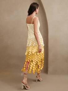 Anewsta Circular Tassel Hollow Out Embroidery High Waist Slip Dress, Flowy & Breathable, Summer Outfit For Women, Festival