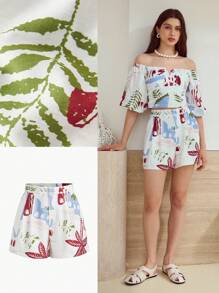 MOTF STUDIO CONTRAST GUIPURE LACE SHORTS - Multicolor - View 1