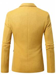 Manfinity Bizformal Men's Fashionable Casual Suit Blazer, Men Casual Suits, Blazer For Man, Yellow Blazer Men For Ceremony - Mustard Yellow - View 5