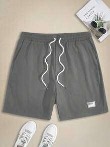 EASEVO 編織休閒直筒短褲（大尺碼） - 藍色 - 查看 2