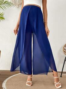 SHEIN Pregnant Women's Elegant Solid High Waist Pants, Summer - Black - View 1