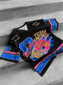 Men's Simple Printed V-Neck Short Sleeve T-Shirt - Multicolor - View 1