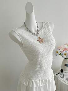 Sweetra Robe fleurie sans manches jacquard pour le trajet