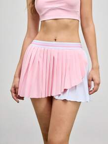 Cheerettes 女式撞色拼布百褶运动短裙短裤