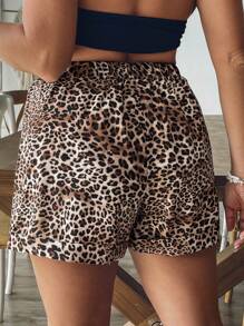 SHEIN VCAY Plus Size Summer Casual Leopard Print Shorts