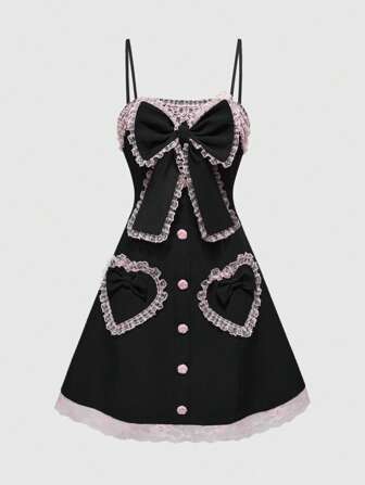 J-Fashion Robe mini mignonne pour femmes avec accent d'un grand nœud, style Gyaru Hime