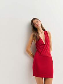 Nöista 迷你连衣裙，V领设计，前裹式设计，修身廓形。非常适合约会之夜、晚会或俱乐部聚会，让您以大胆优雅的造型惊艳众人。Saint John - 紅色 - 查看 6