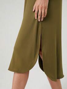 GLOWMODE 女士純色簡約無袖運動休閒連衣裙 - 橄欖綠 - 查看 5