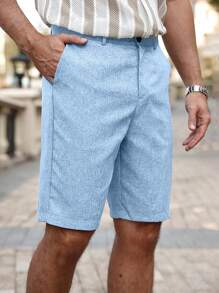 Manfinity RSRT Men's Casual Slant Pocket Shorts Linen Shorts Loose Knee Cool Lucky Solid Color Summer Basic Mens Light Blue Shorts Mens Summer Shorts Mens Vacation Shorts Light Blue Swim Trunks Pool Shorts Men