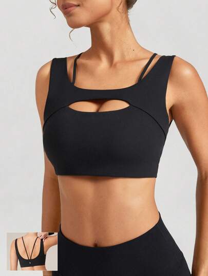 GLOWMODE FeatherFit™-Sculpt 聚拢镂空领口 V 型带运动胸罩中等强度健身房锻炼慢跑