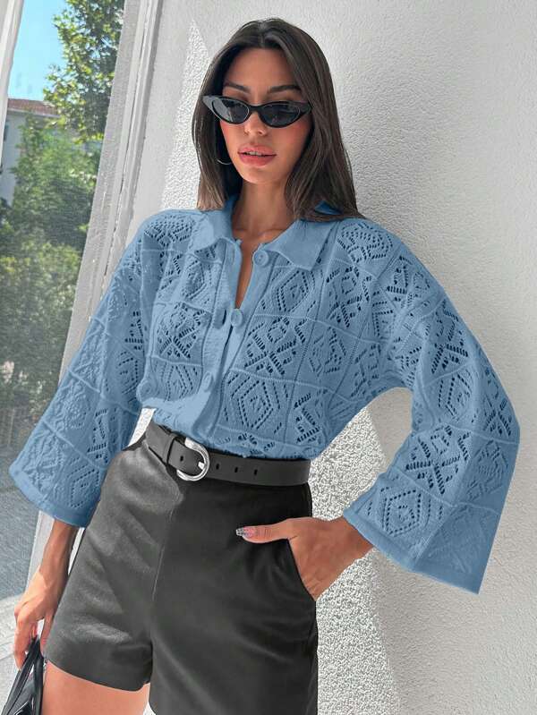 EURMUSE Women Solid Color Long Sleeve Sweater, Fashionable For Spring/Autumn