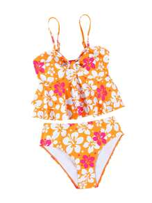 Bộ đồ bơi Tankini in họa tiết nhiều màu sắc cho bé gái tuổi teen - Màu vàng - Xem 6