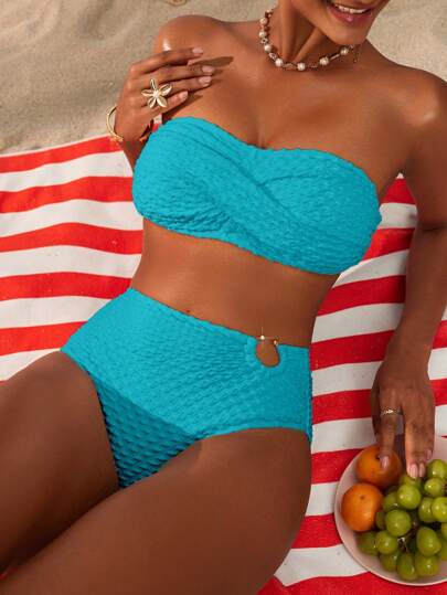 SHEIN Swim Fashionable Tankini Swimsuit Set, Suitable For Summer
