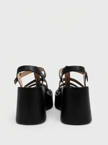 Sugerpunk 女式黑色厚底坡跟休闲凉鞋 - 黑色 - 查看 10