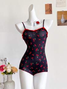 Teen Girl Casual Ditsy Floral Romper For Summer