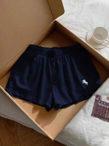 Comfortcana 女士休闲简约海军蓝短裤，夏季