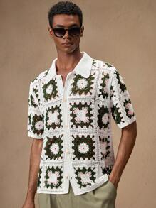 AKNOTIC Business Casual 男士手工编织秋季毛衣，时尚修身短袖白色开衫，适合夏季、度假、休闲装、派对、情侣装、礼物、学校 - 白色 - 查看 4