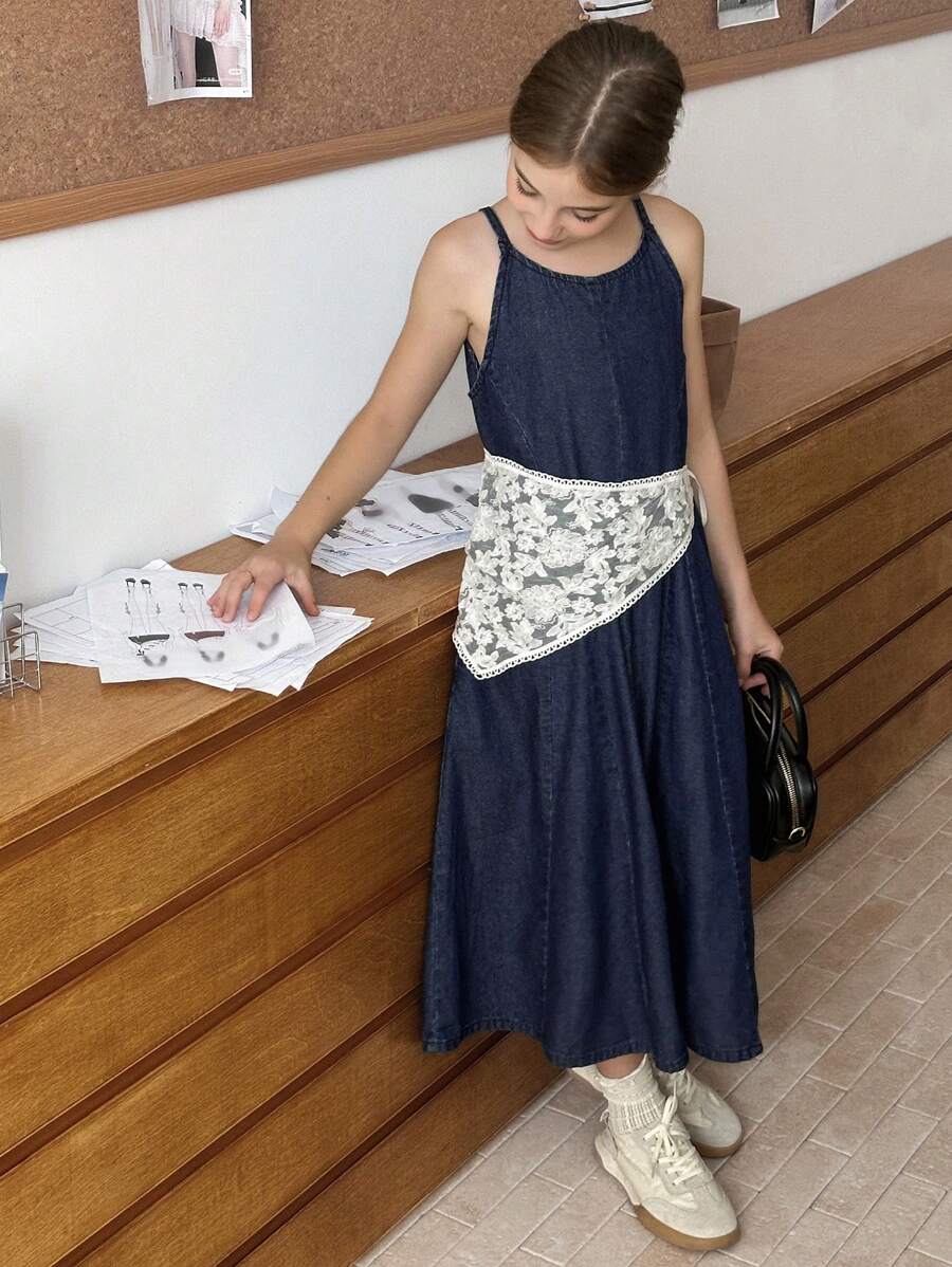 DAZY Tween Girl Denim Dress, Girls Summer Outfits,Back To School Clothes - Dark Wash - View 1