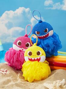 BABY SHARK X SHEIN 1个儿童沐浴海绵，3D卡通造型，带挂钩，适合居家旅行使用，男女通用，夏季、春季、海滩、度假皆宜 - 彩色 - 查看 2