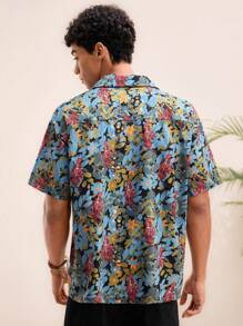 Manfinity VCAY 男士休闲宽松短袖梭织衬衫，日常穿着 - 彩色 - 查看 2