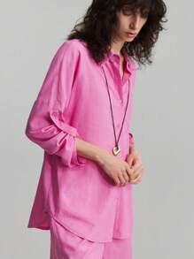 Ontre 2025 Summer Women Solid Color Lapel Flutter Short Sleeve Ruched Casual Blouse, Suitable For Graduation, Party, Elegant, Beach, Teacher Outfit