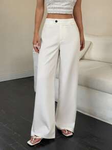 Flirla 2025 Spring/Summer Fashion Minimalist Versatile Straight-Leg Pants Fall Cloth For Women - White - View 4