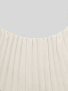 L'Amorae Neck Tie Pleated Dress - White - View 7