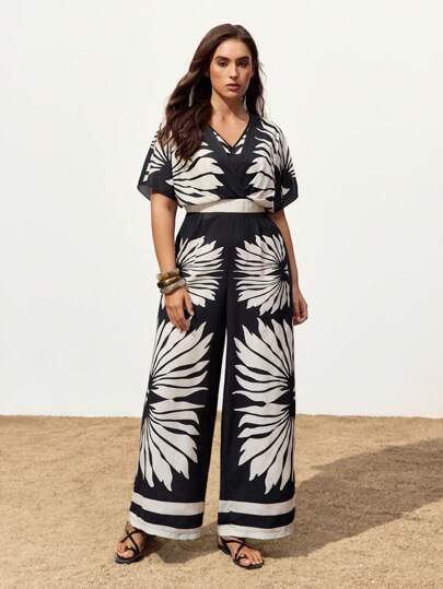 Maija 大码花卉印花休闲连体裤