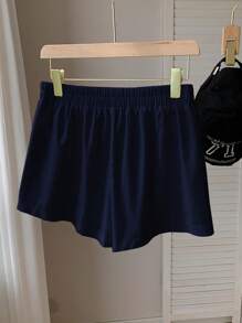 Comfortcana 女士休闲简约海军蓝短裤，夏季
