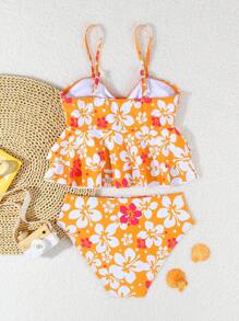 Bộ đồ bơi Tankini in họa tiết nhiều màu sắc cho bé gái tuổi teen - Màu vàng - Xem 3