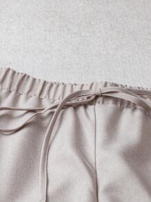 Flirla Plus Size Plain Color Casual Pants, Suitable For Summer Fall Cloth For Women - Apricot - View 4