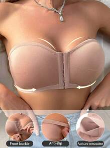 SHEIN 1 件女士前扣式露背抹胸文胸