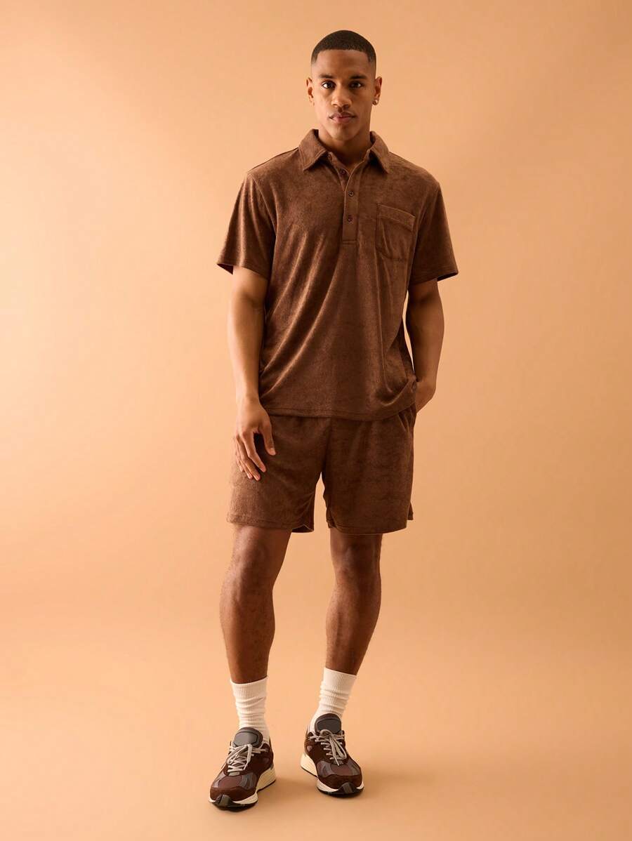 Musero Men Elasticated Towelling Shorts Co Ord Bottom Only Summer Streetstyle Vacation Smart Casual