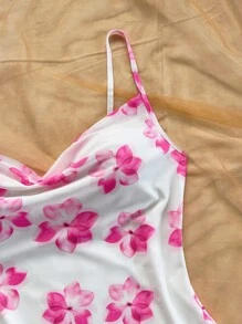 Soleia 女士夏季度假细肩带可爱花卉印花荷叶边迷你连衣裙，适合海滩、波西米亚风和节日穿着 - 彩色 - 查看 5
