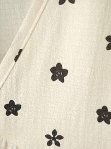 Chiquease 女士 Ditsy Ditsy 花卉荷叶边褶皱泡泡袖衬衫 - 杏色 - 查看 6