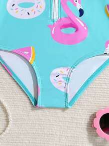 Baby Girl Cute Printed One-Piece Swimsuit Toddler Girl Long Sleeve Swimsuit Toddler Rash Guard Girl Toddler Girl Swimsuit With Hat Flamingo Swimsuit Toddler Girl Two Piece Swimsuit Toddler Girl