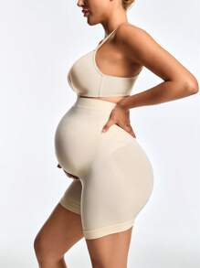SHEIN Shape Pantalones cortos moldeadores de cintura alta casuales y lisos para embarazada