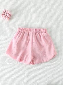 SHEIN Baby Girls Casual Comfortable Fashion Elastic Waist Shorts, Versatile For Summer Vacation And Daily Wear - Pink - View 2